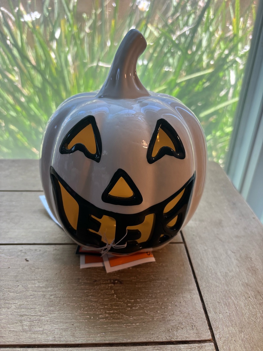 NEW
Halloween  Ceramic Pumpkin LED Lighted Decor, 8” H, 6” W